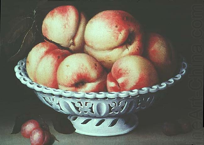 Fede Galizia Peaches in a pierced white faience basket